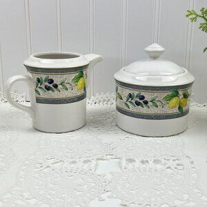 Studio Nova Sun Kissed White Creamer And Sugar Fruit Print JK203 Set Of 2